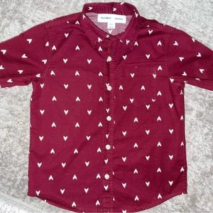 Old Navy burgundy button up collared shirt boys size small